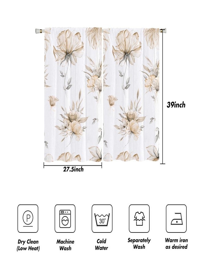 Kikiry Floral Kitchen Curtains Mini 27.5''W x 39''L Flower Spring Blossom Farmhouse Pretty Watercolor Vintage Woman Girl Short Small Cafe Room Rod Pocket Window Drapes Treatment Tiers Fabric 1 Pair - Image 4